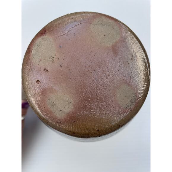 Salt Glazed Stoneware Small Pitcher Creamer Blue Cobalt Heart Country Farmhouse - Picture 9 of 11